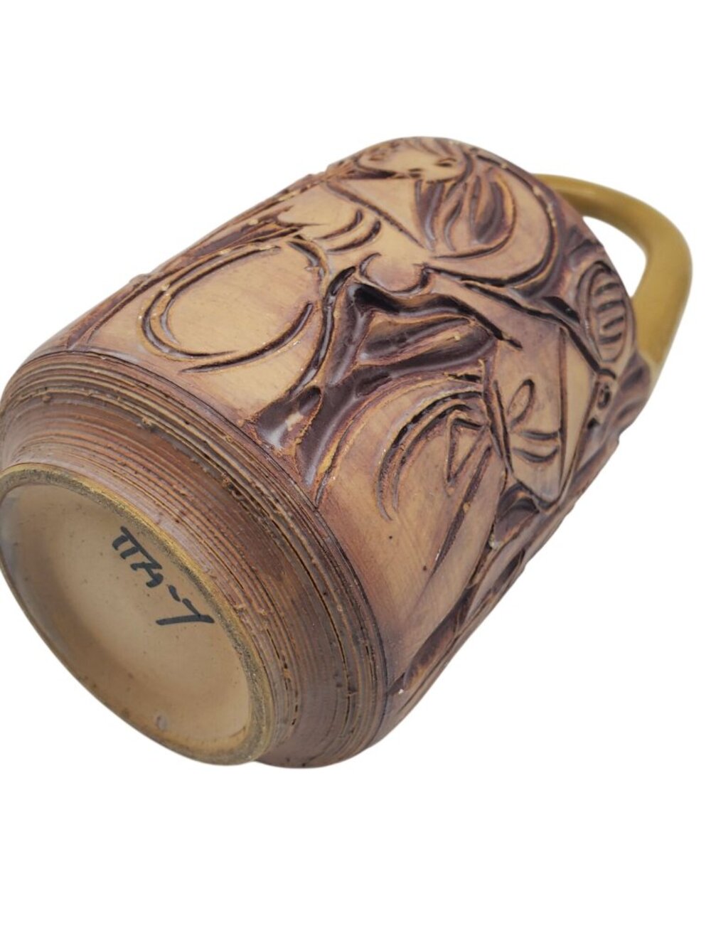 Vintage Handmade Italian Ceramic Basket Vase With Intricate Relief Design & Hand - Picture 5 of 14